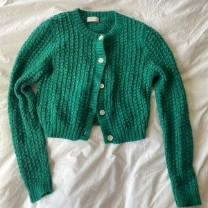 Aritzia Wilfred green cropped cardigan